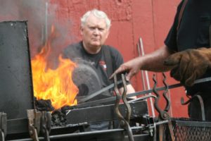 Blacksmith forge with fire